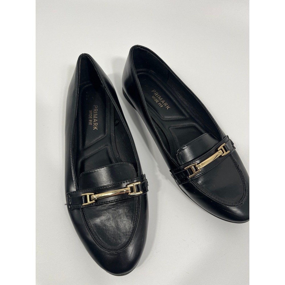 Primark Minimalist Capsule Womens Flats 8 Black Chic Office Euro Summer - Picture 2 of 7